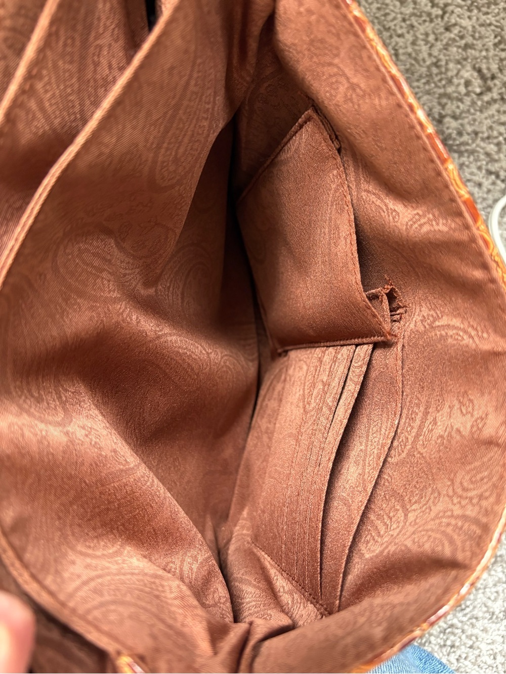 VNTG Lord & Taylor Croc Embossed Leather Shoulder Bag Retro Brown Corporate - Picture 10 of 16